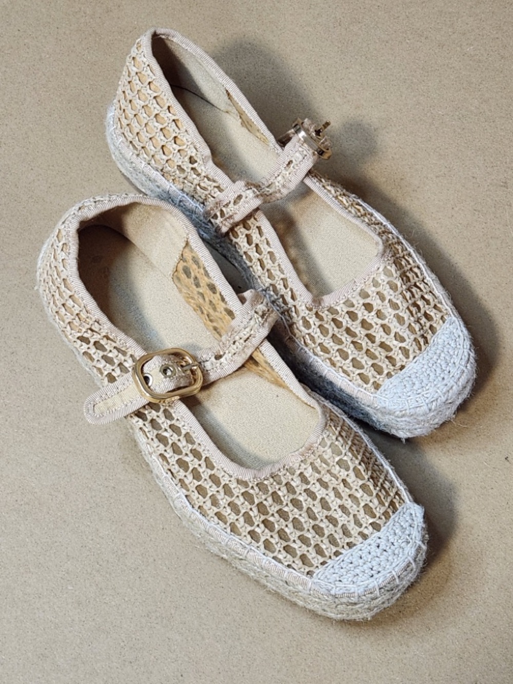 Stradivarius Mesh Crochet Espadrille Flat Sz 36 (5.5-6)